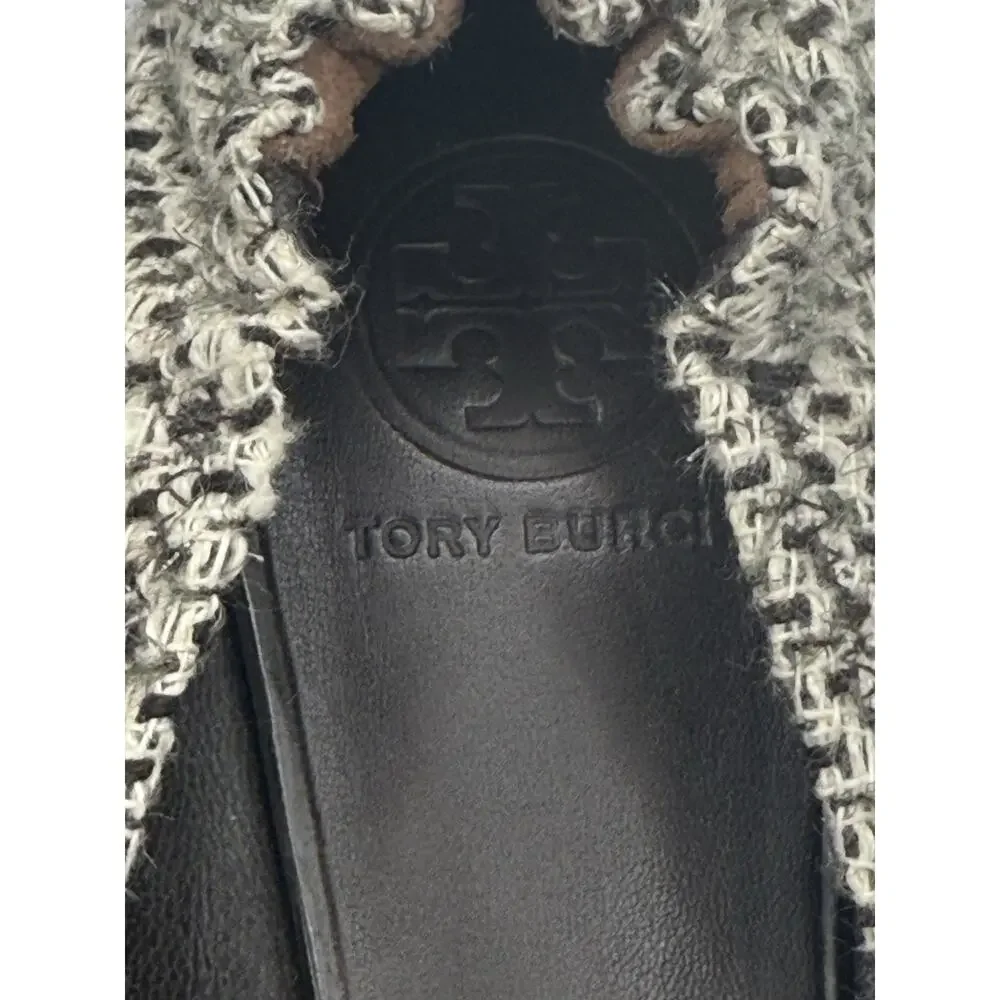 Tory Burch Serena Reva Tweed Logo Flats Sz 8.5